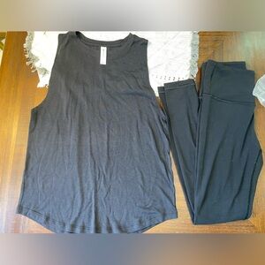 Athleta Set Black Tank + Elation 7/8 Leggings Women’s XXS Yoga Workout Outfit